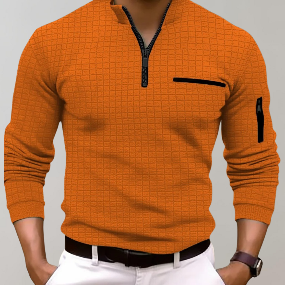 Męski sweter z zamkiem 1/4 – lekki, elastyczny, casualowy