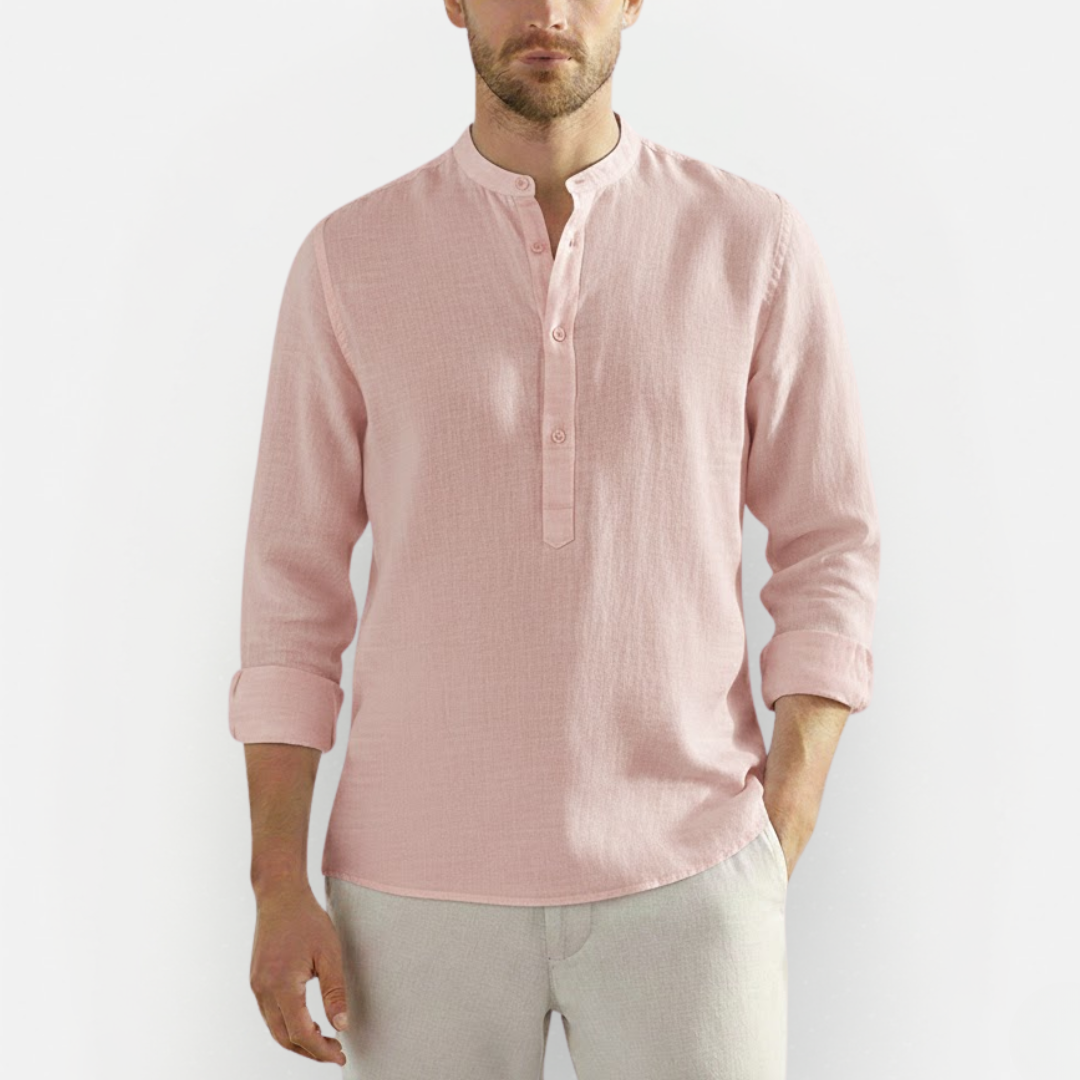 Męska koszulka Slim Fit z wysokim kołnierzem – Nowoczesna i wygodna