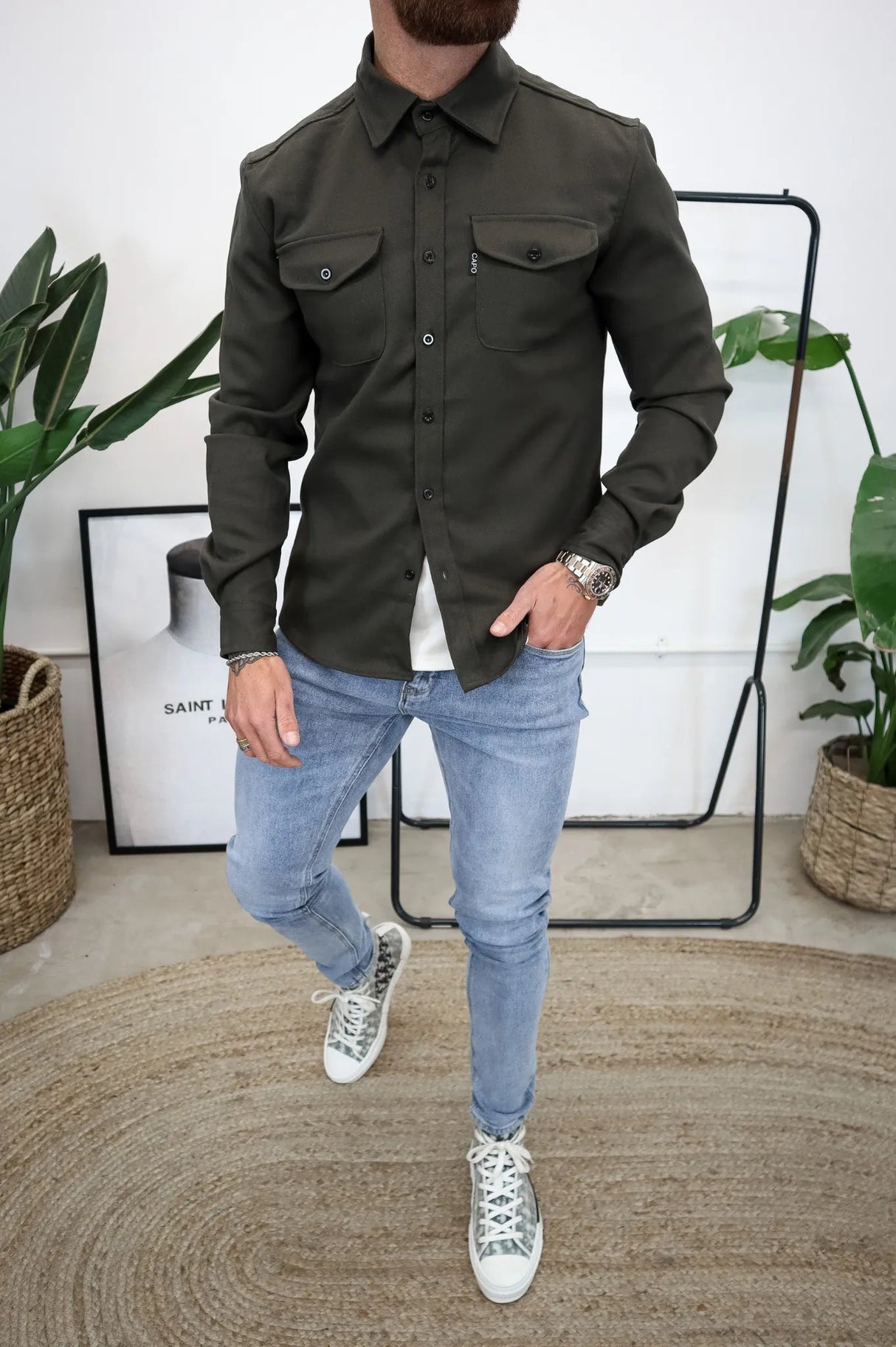 Koszula męska overshirt – wszechstronna shacket z zapięciem na guziki