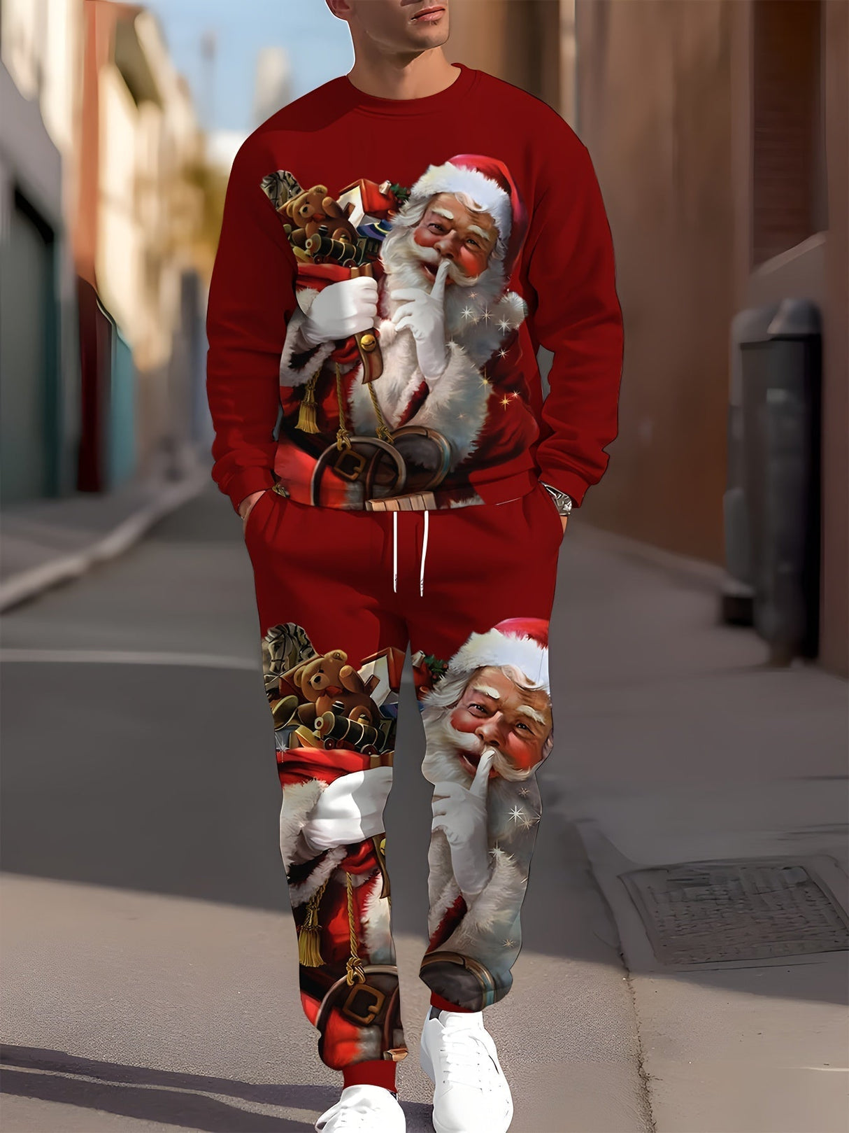 Unisex Świąteczny Dres – Wygodna Bluza z Kapturem i Spodnie Zestaw