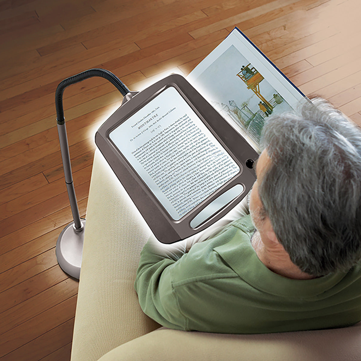 LED lampa do czytania z lupą i elastycznym ramieniem (3x powiększenie)
