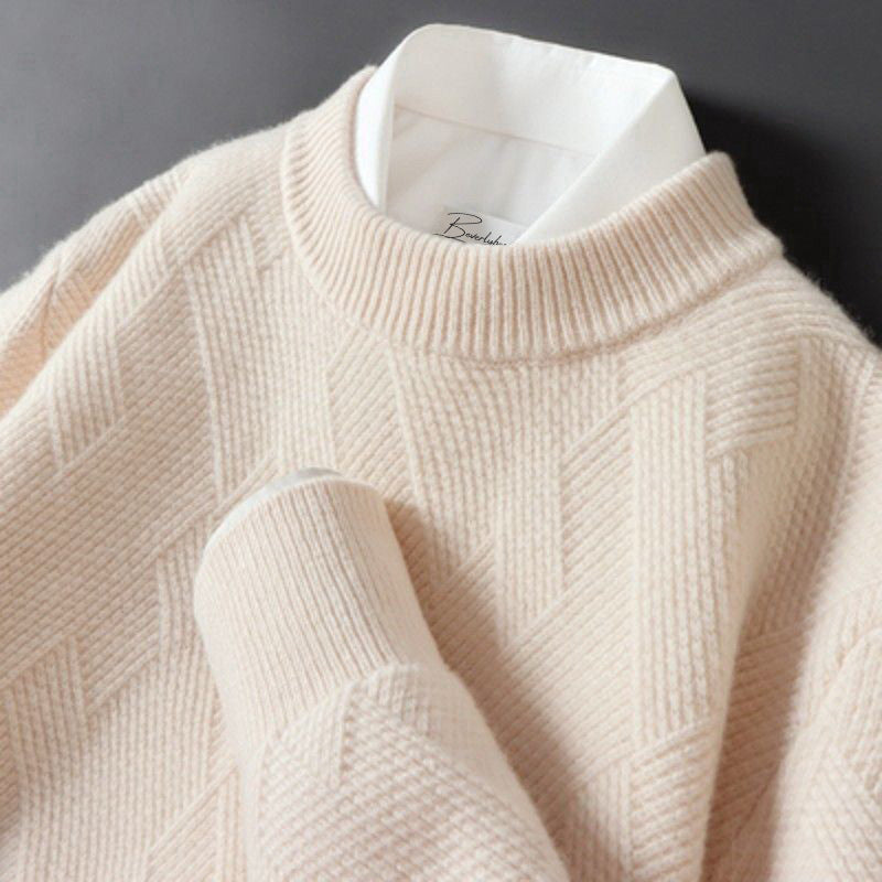Gładki sweter męski – Miękki dzianinowy sweter z subtelnym wzorem