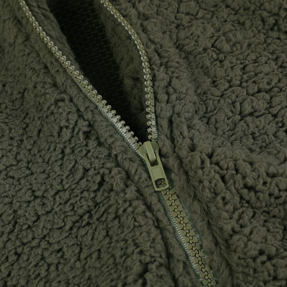 Damska kurtka teddy z kapturem i kieszeniami