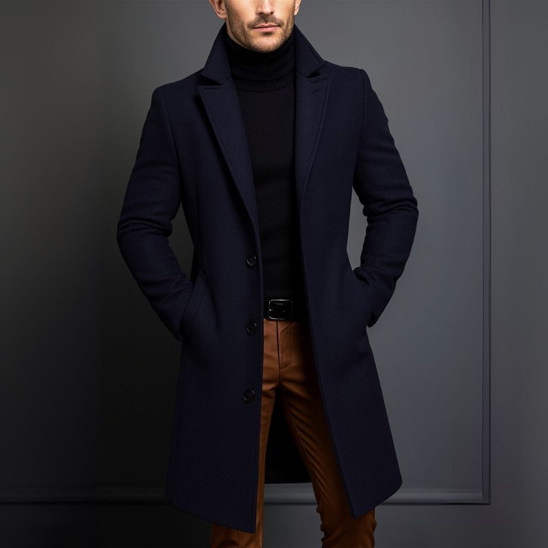 Męski płaszcz z czystej wełny wysokiej jakości