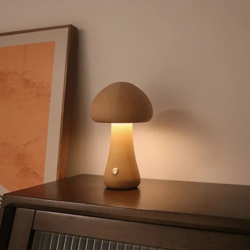 Retro Grzybowa Lampa Stołowa z Delikatnym Rozproszonym Światłem