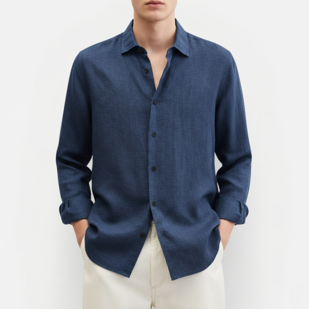 Męska lniana koszula z długim rękawem – casualowa i elegancka