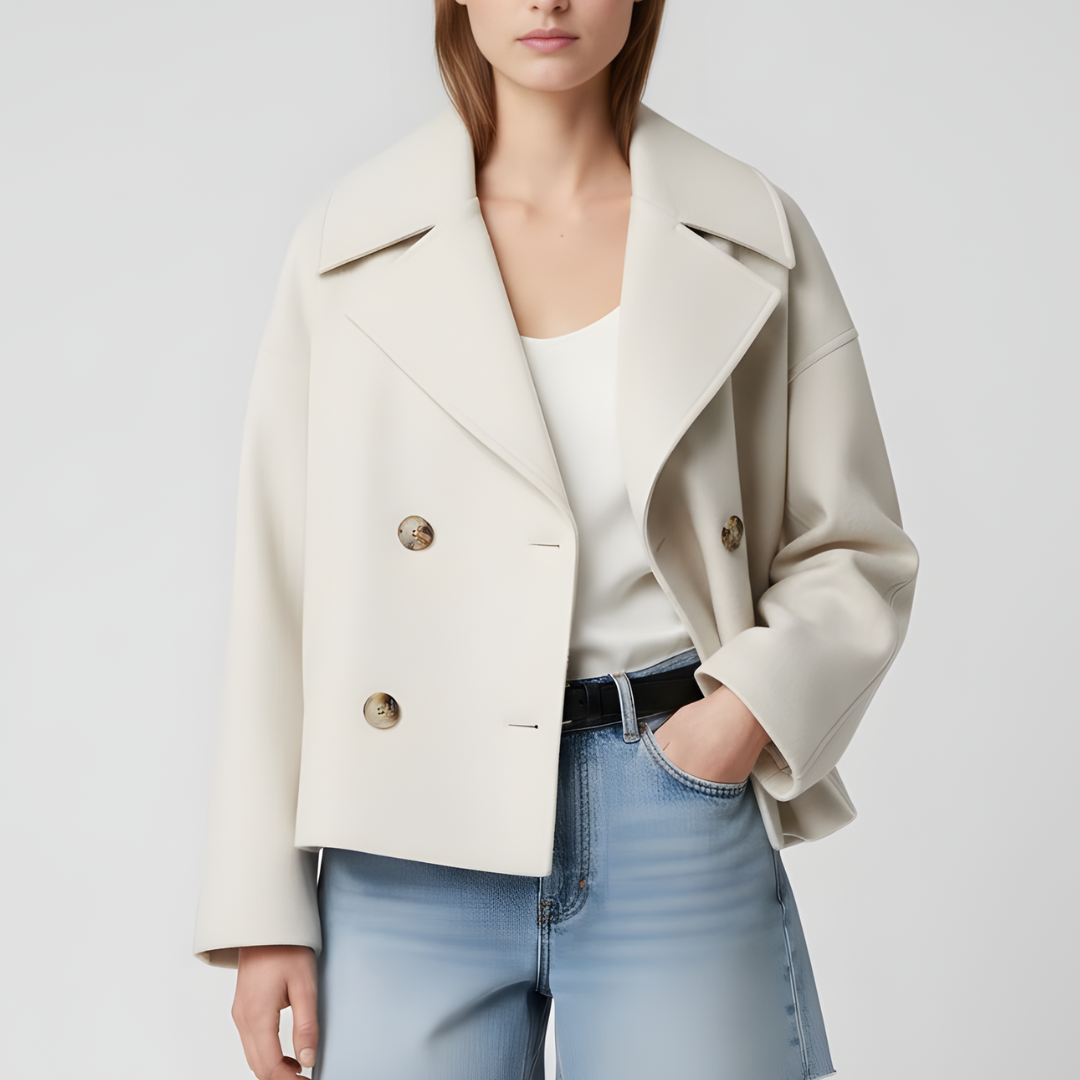 Krótka Damska Marynarka Dwurzędowa – Elegancka i Ponadczasowa