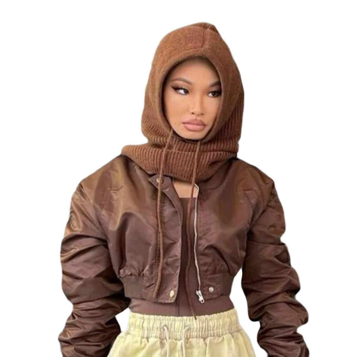 Damski Dziany Szalik z Kapturem – Ciepły Szal z Kapturem na Zimę