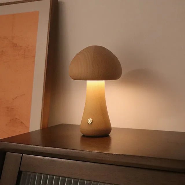 Retro Grzybowa Lampa Stołowa z Delikatnym Rozproszonym Światłem