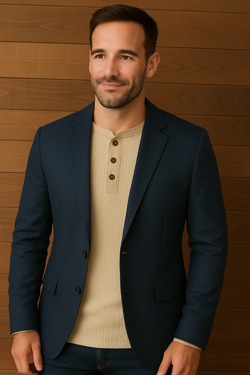 Henley koszulka z waflową strukturą | Komfortowa bawełna | Casual moda męska