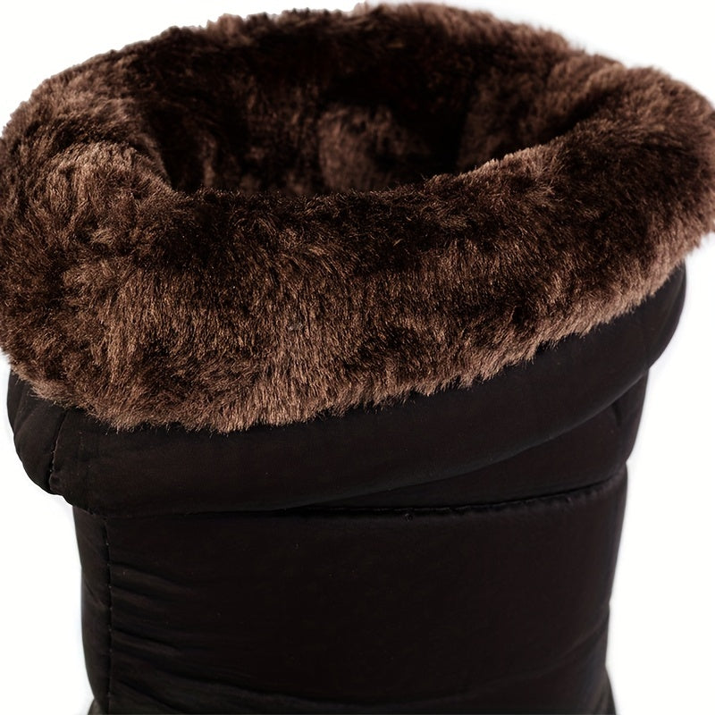 Damskie ocieplane zimowe kozaki – ciepłe antypoślizgowe buty z ściągaczem