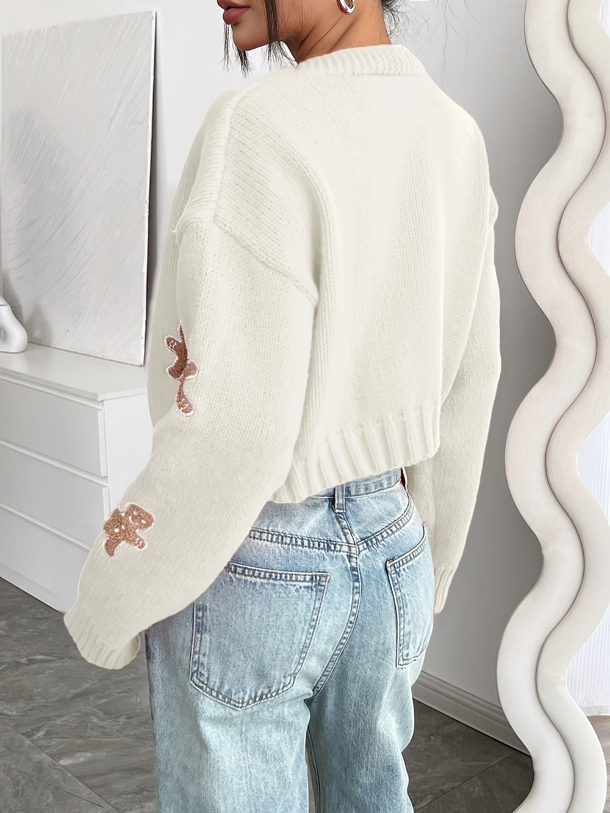 Gingerbread Sweter Świąteczny dla Kobiet – Ciepły Zimowy Kardigan