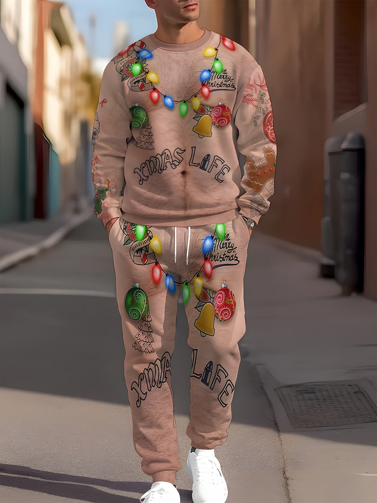 Unisex Świąteczny Dres – Wygodna Bluza z Kapturem i Spodnie Zestaw
