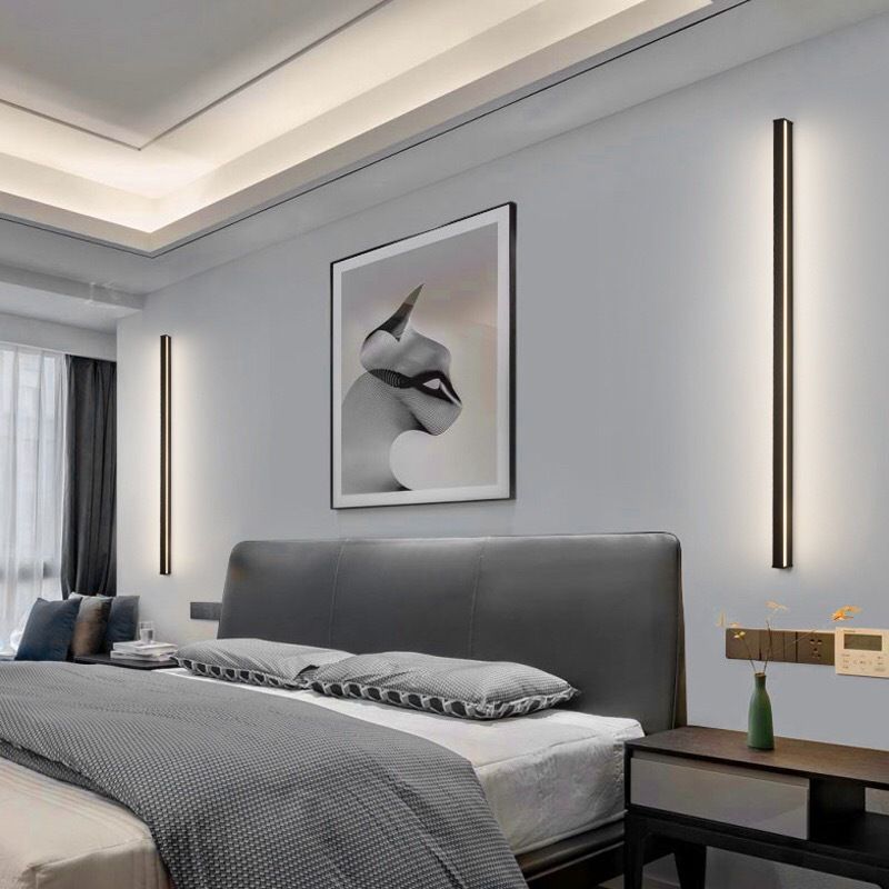 Minimalistyczna Liniowa Lampa LED na Ścianę – Nowoczesny Design w Matowej Czerni