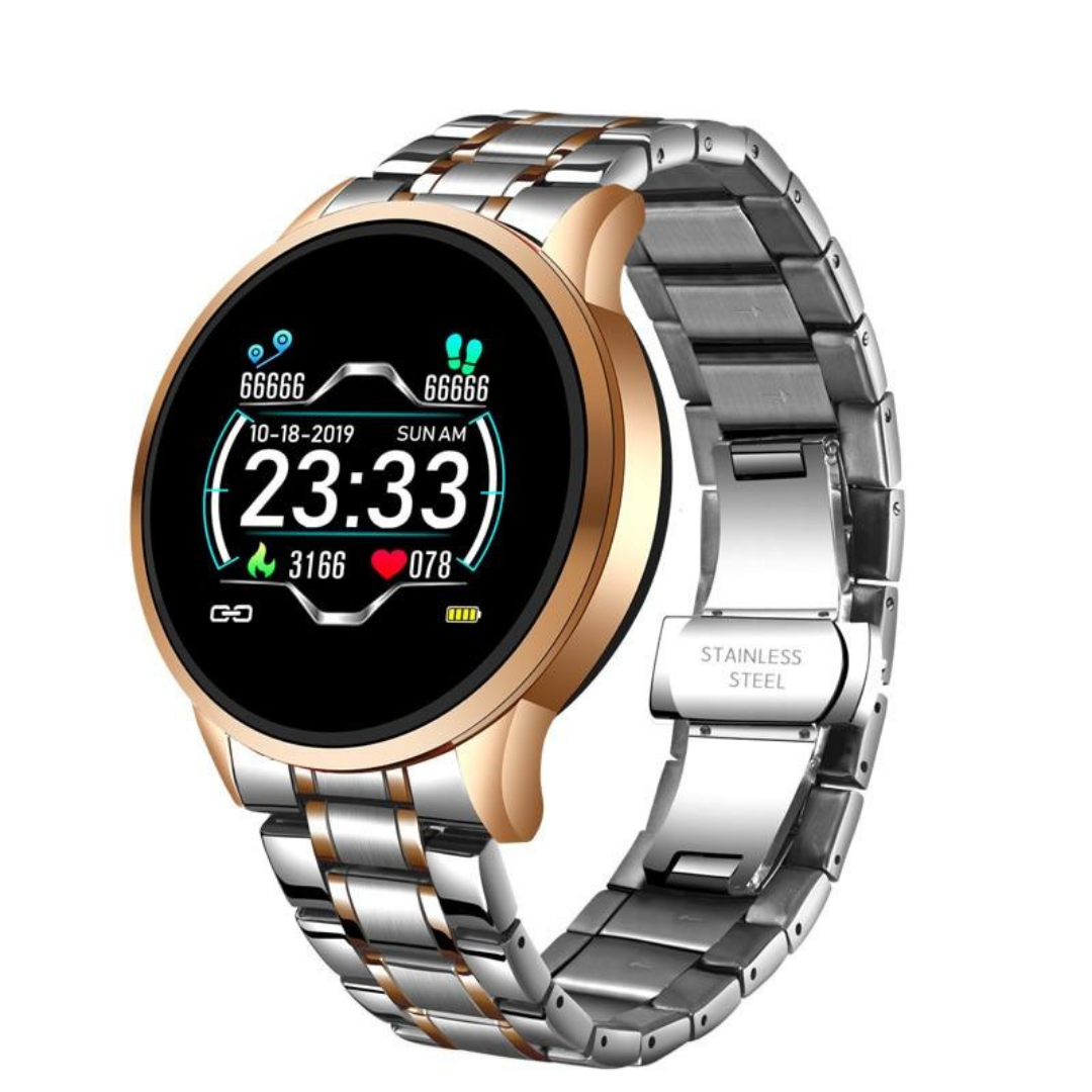 Klasyczny smartwatch z pulsometrem, krokomierzem, IP67, iOS/Android, Bluetooth