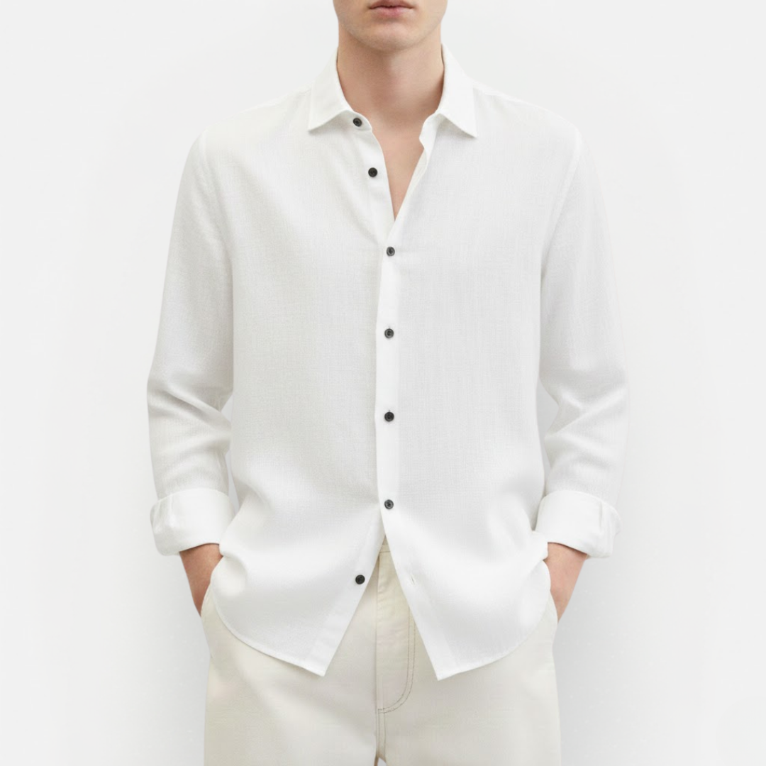 Męska lniana koszula z długim rękawem – casualowa i elegancka
