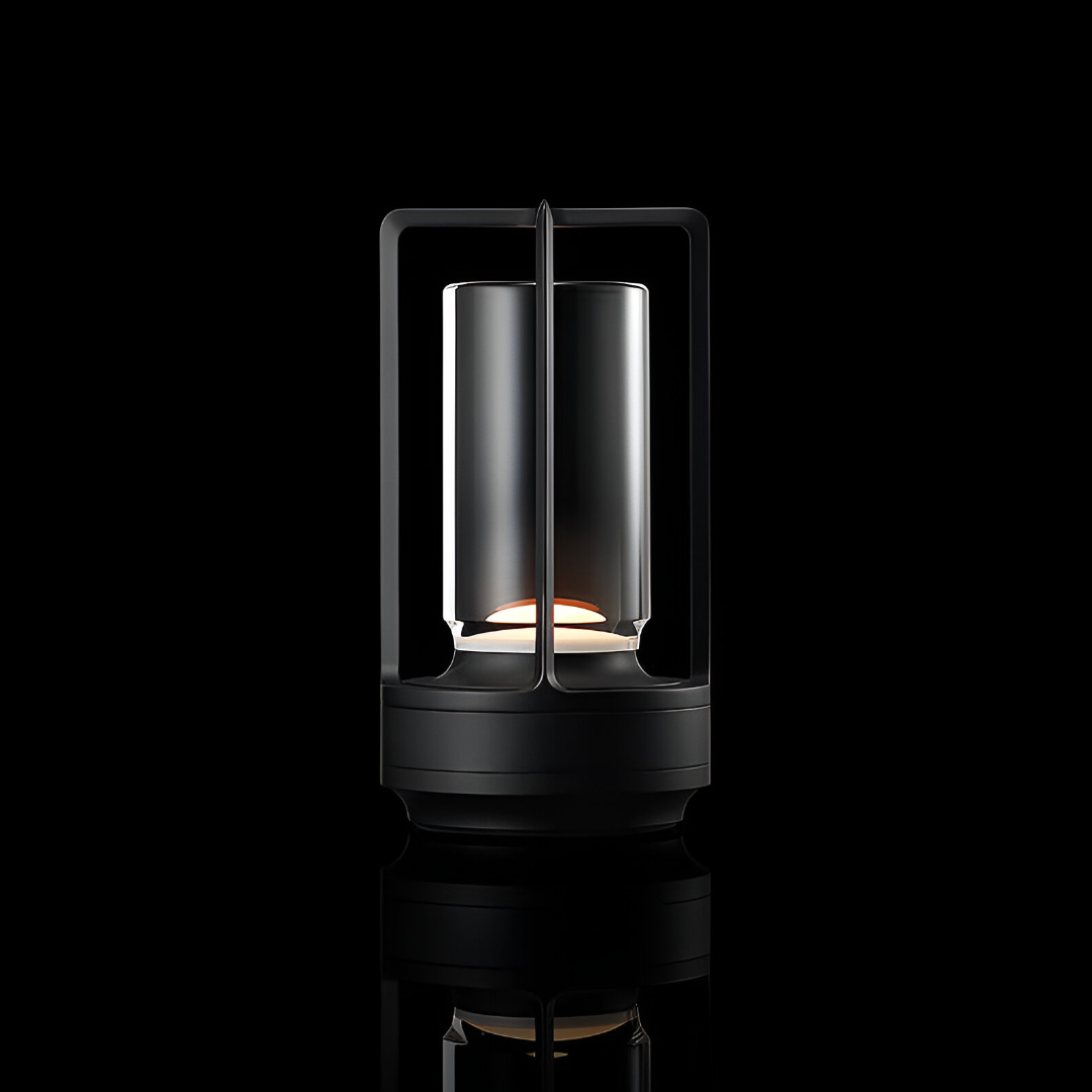 Nowoczesna lampa nastrojowa – Elegancka cylindryczna lampa stołowa z ciepłym światłem