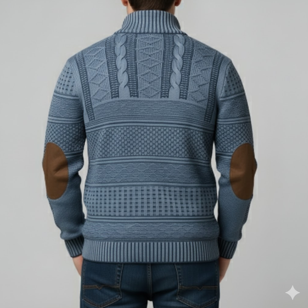 Męski sweter z krótkim zamkiem skandynawski design