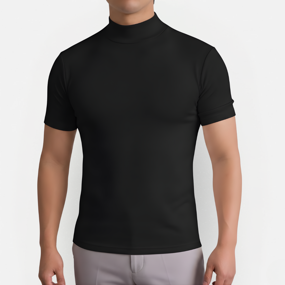 Męska Koszulka Slim Fit z Wysokim Kołnierzem – Nowoczesna i Wygodna