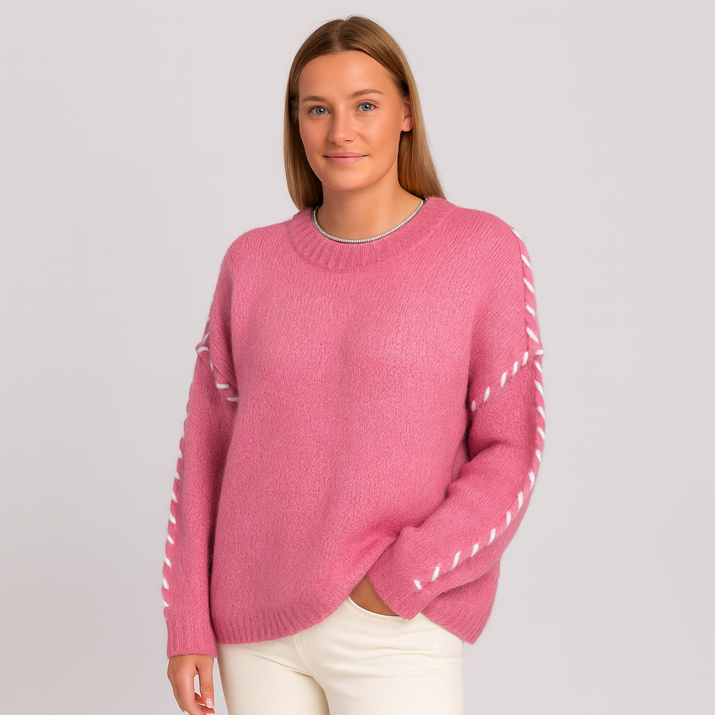 Damski Sweter Dziany – Miękki, Ciepły i Stylowy Design z Detalem