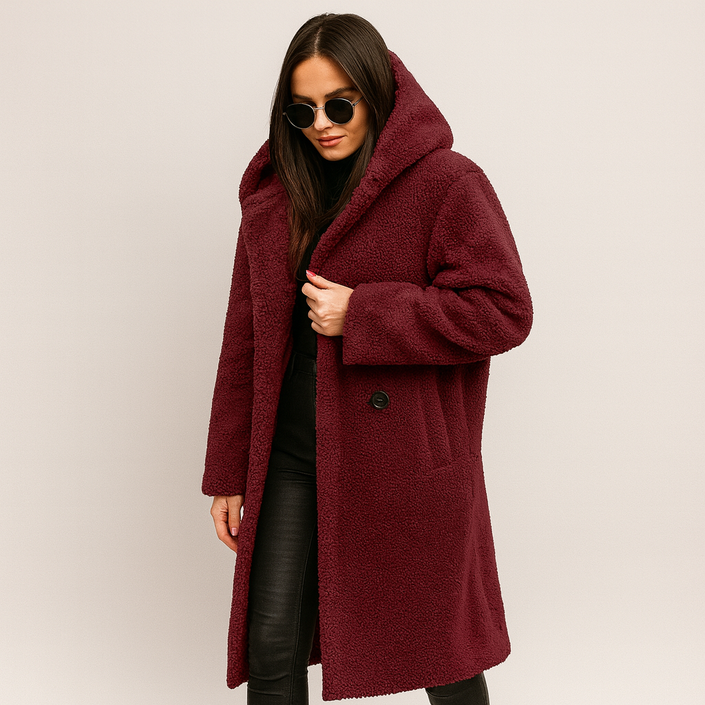 Długa damska zimowa kurtka z kapturem – ciepła, miękka i stylowa