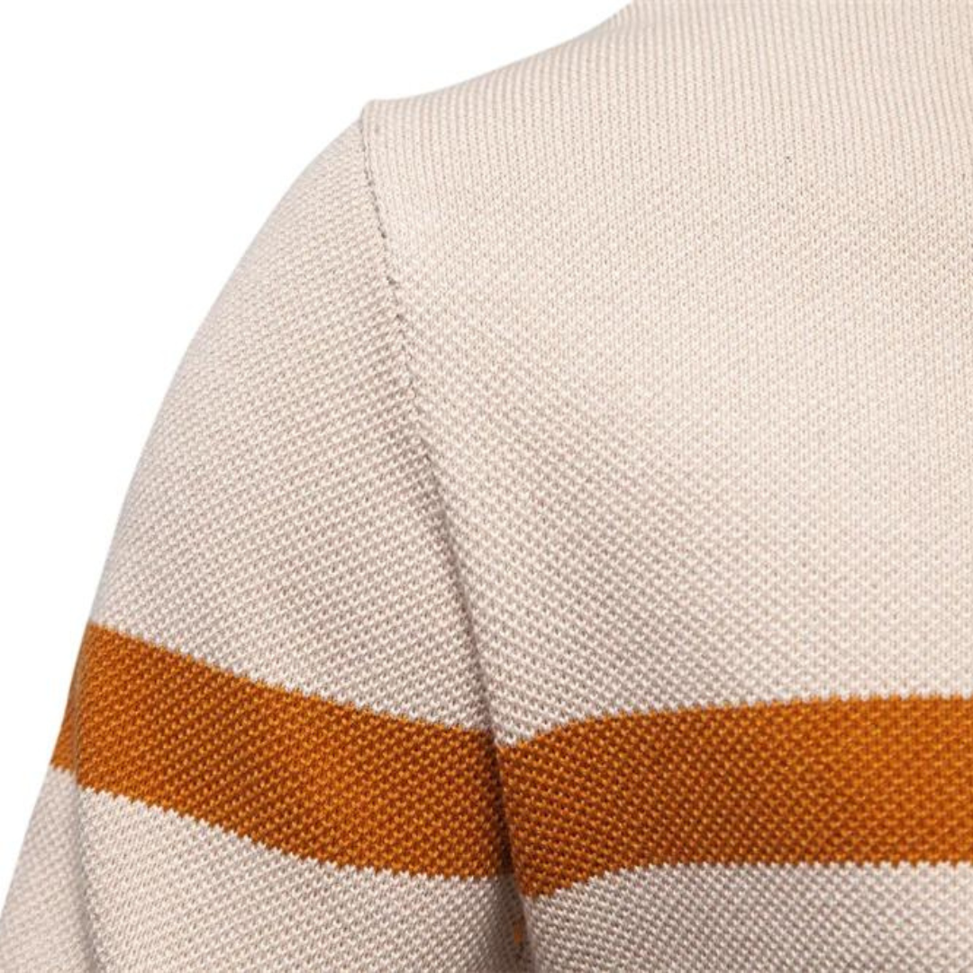 Męski sweter z półzamkiem – Stylowy prążkowany sweter dzianinowy