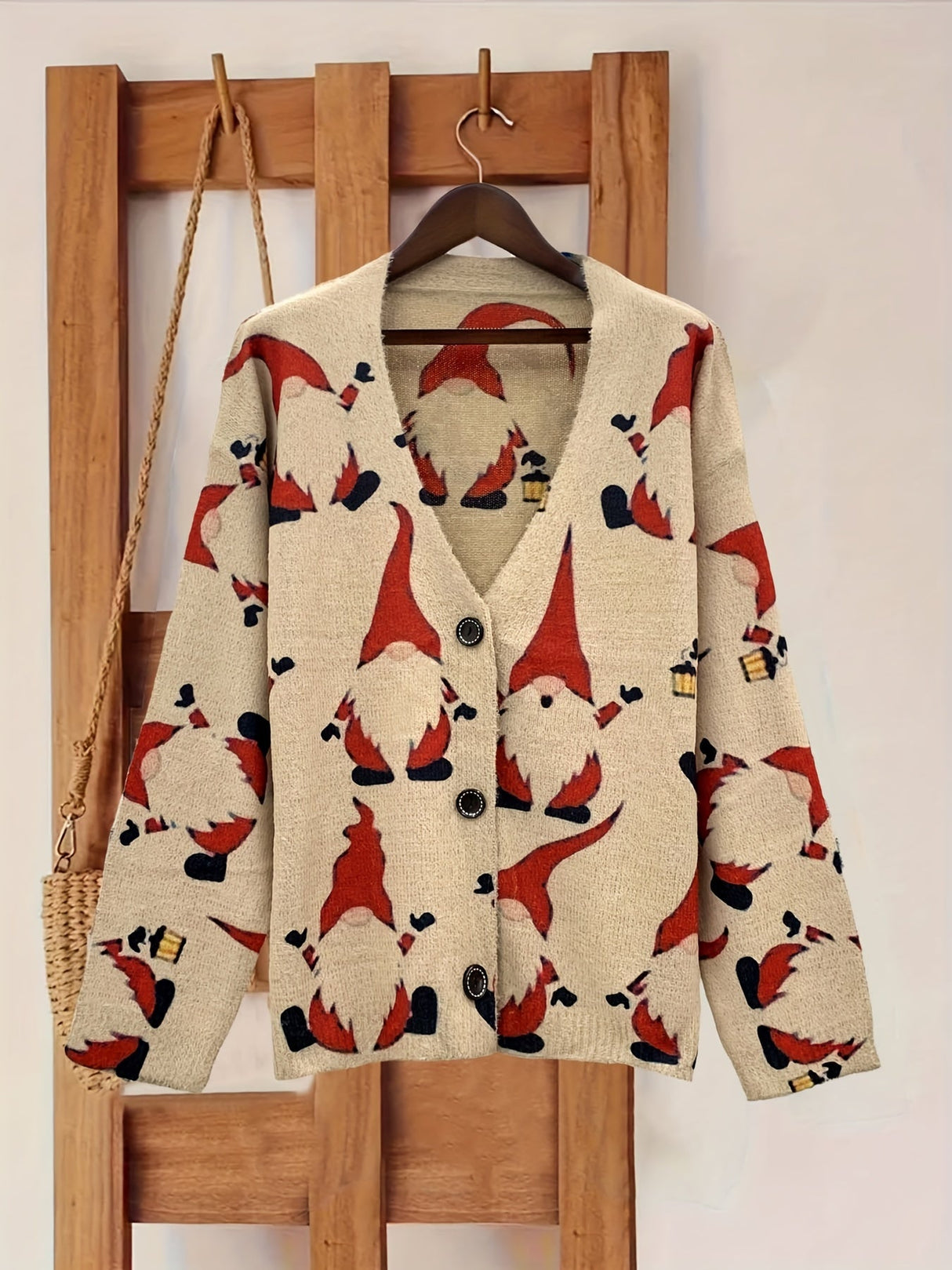 Świąteczny kardigan z reniferami – damski zimowy sweter z świątecznym motywem