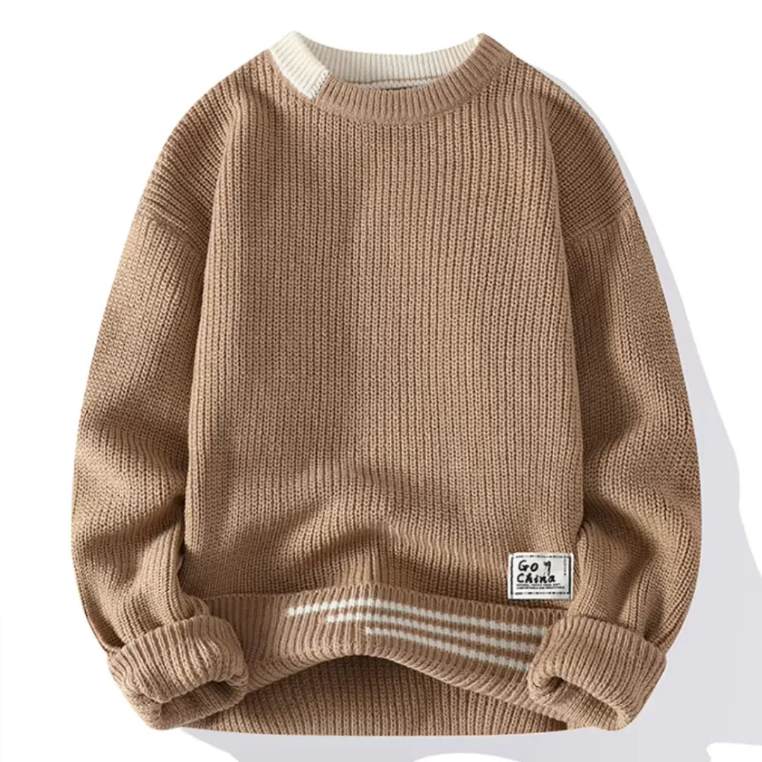 Męski Sweter Dzianinowy – Casual Wygodny Sweter z Paskami