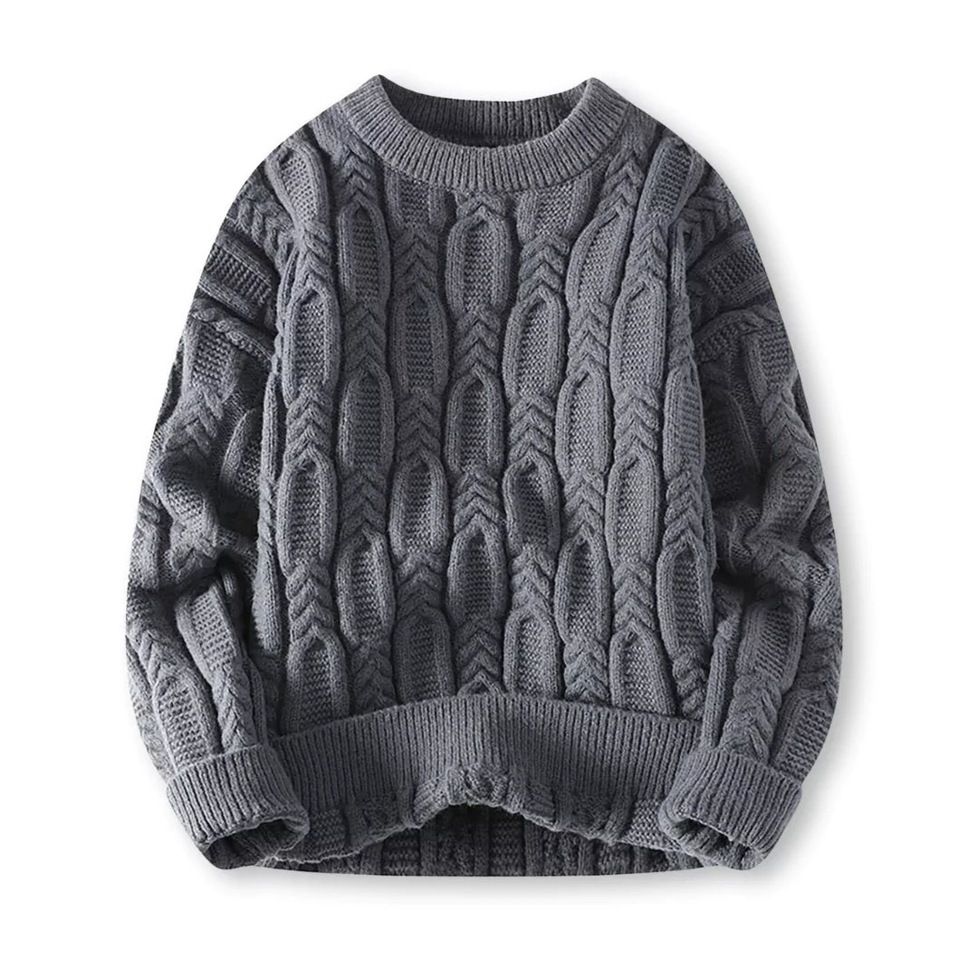 Męski sweter w paski – Nowoczesny dzianinowy sweter z okrągłym dekoltem