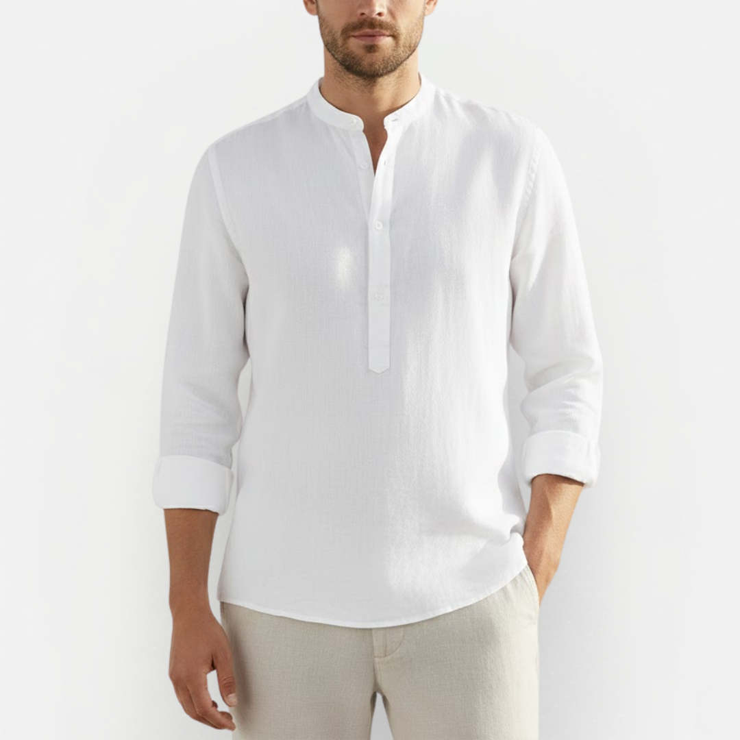 Męska koszulka Slim Fit z wysokim kołnierzem – Nowoczesna i wygodna