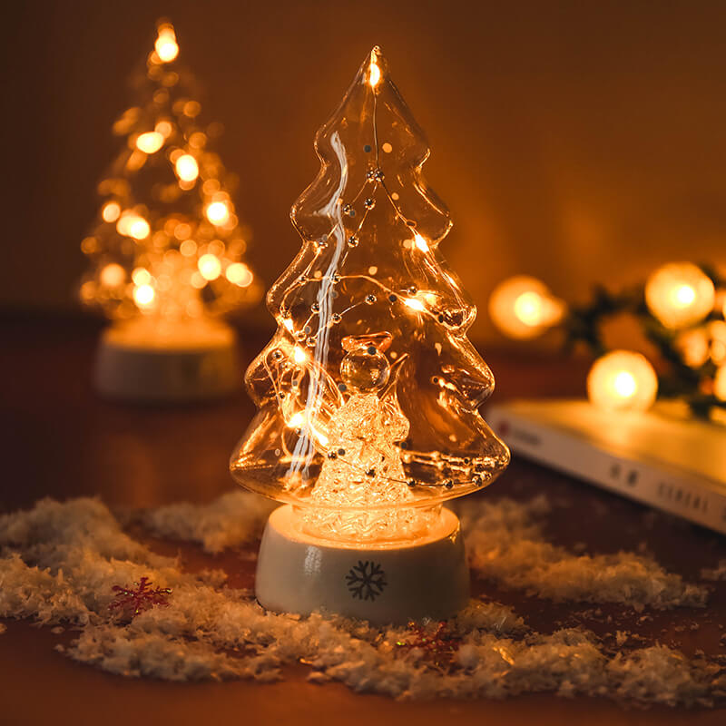 Szklana Lampka LED Choinka – Ciepłe Światło Dekoracja do Domu