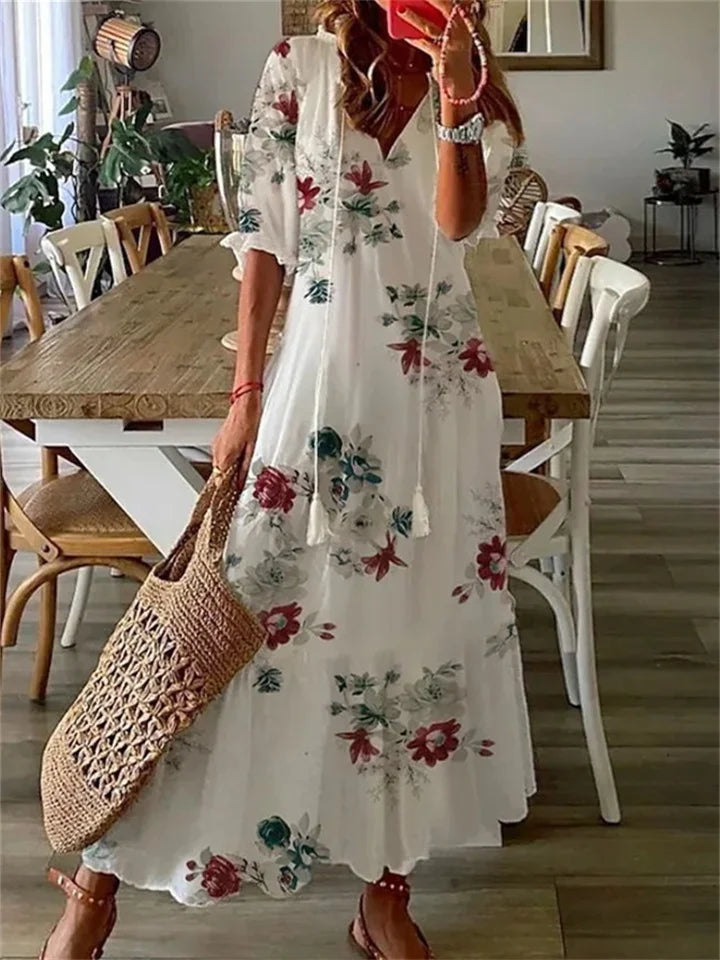 Sukienka Maxi Zwiewna Elegancki Krój Komfortowa Damska Casual