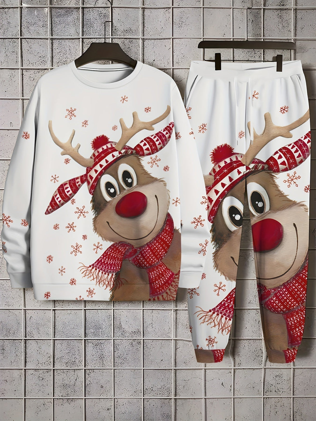 Unisex Świąteczny Dres – Wygodna Bluza z Kapturem i Spodnie Zestaw