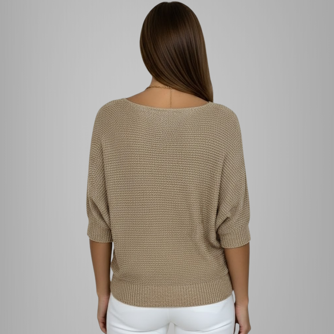 Damski sweter z dekoltem typu scoop – elegancki i wygodny krój