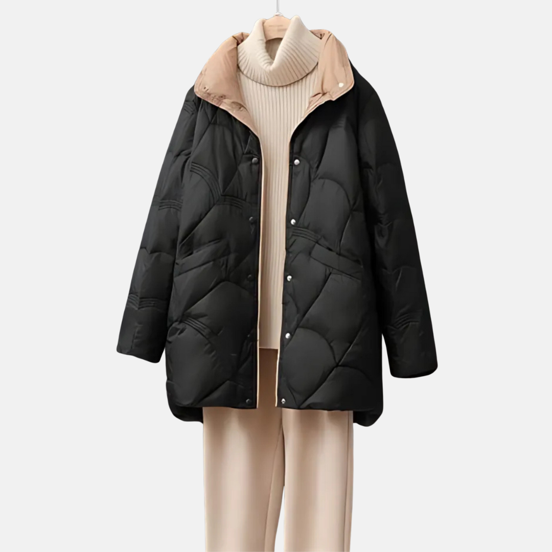 Damska krótka pikowana kurtka – ciepła stylowa zimowa kurtka z kołnierzem