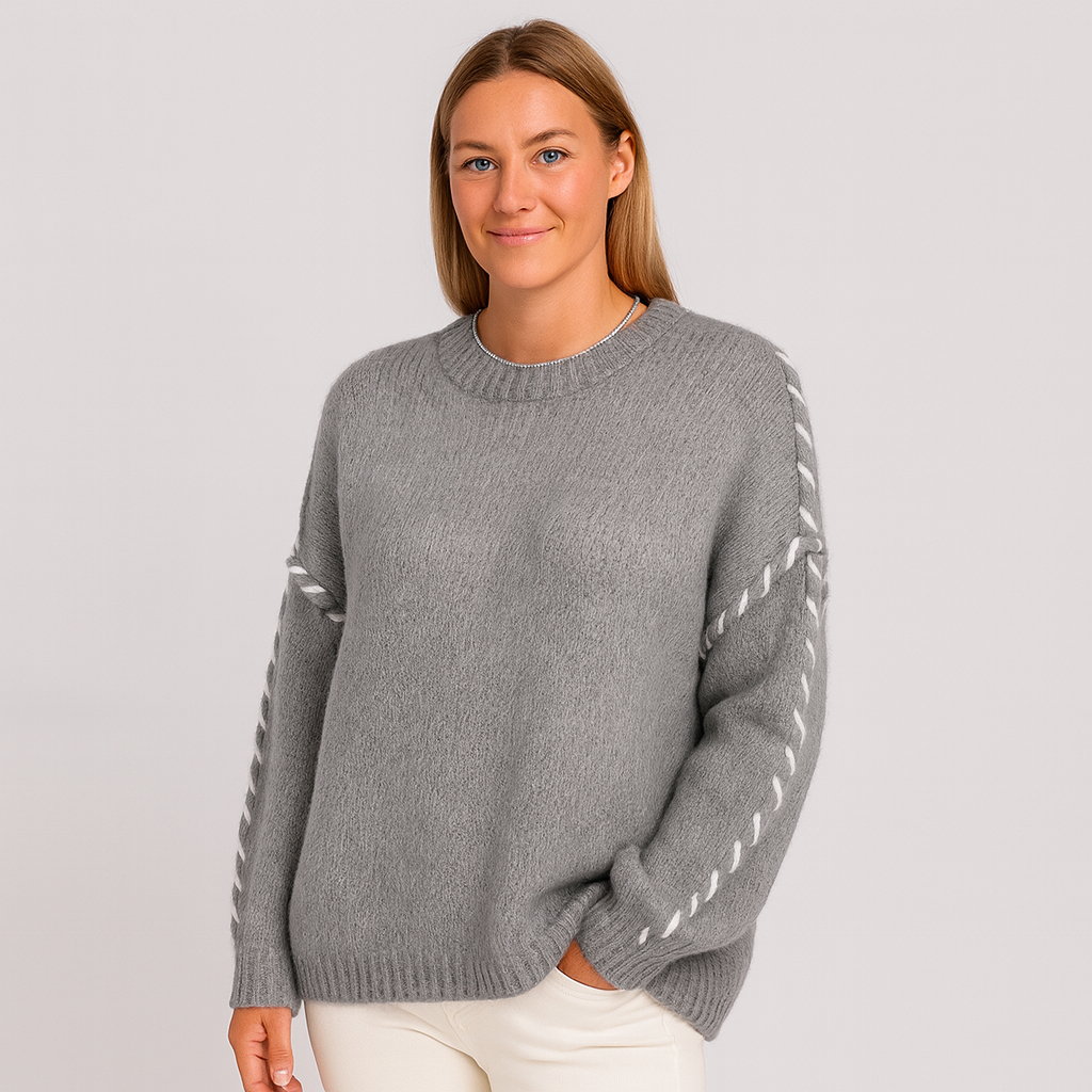 Damski Sweter Dziany – Miękki, Ciepły i Stylowy Design z Detalem