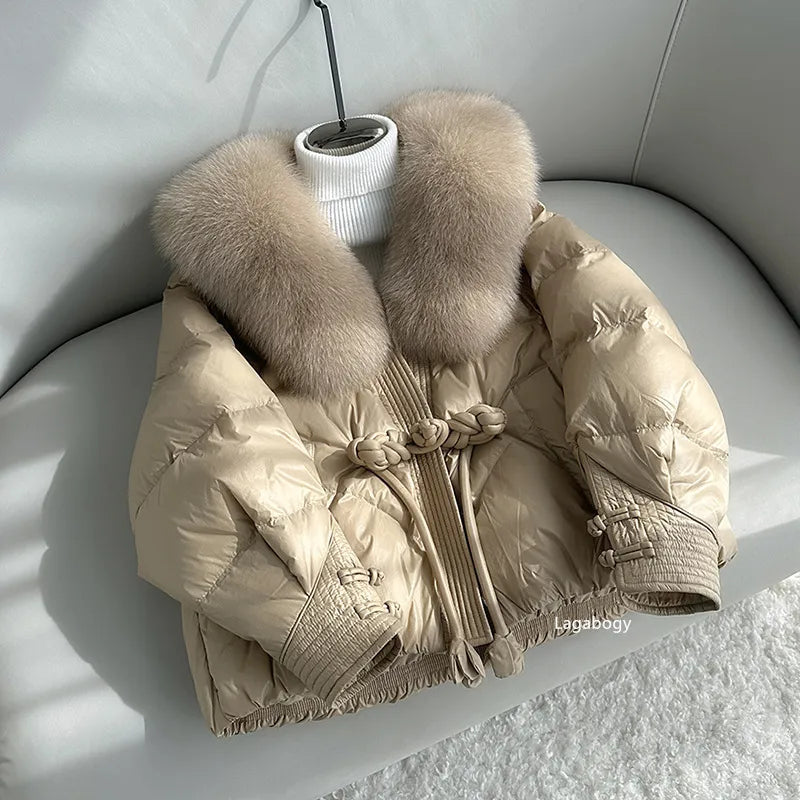 Damska Pikowana Kurtka z Dużym Kołnierzem – Elegancja i Styl