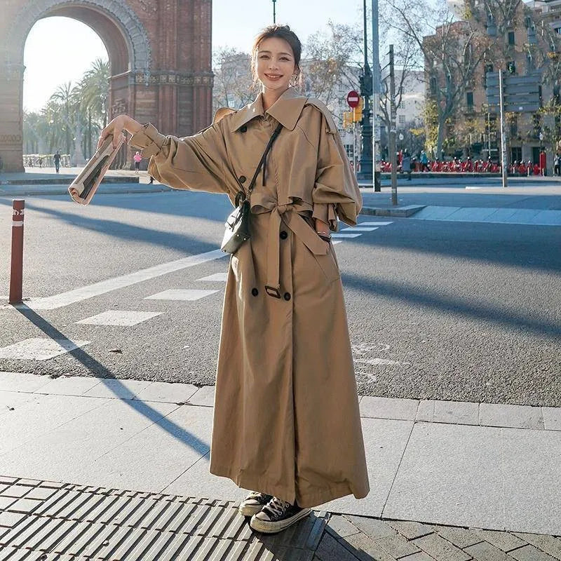 Maxi-długi Oversized Trencz dla Eleganckiego Stylu