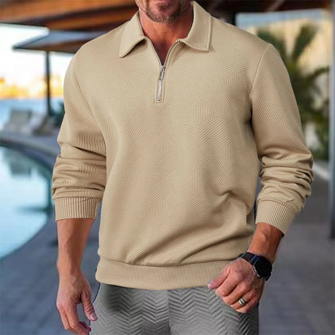 Męski sweter polo z zamkiem – Klasyczny i wygodny design