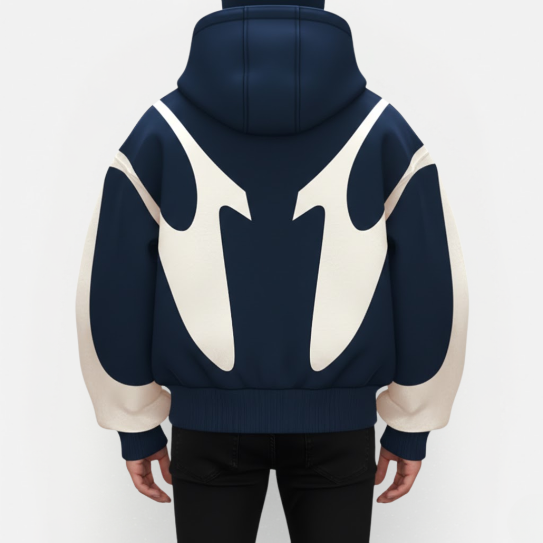 Męska bluza z kapturem z wbudowaną kominiarką streetwear