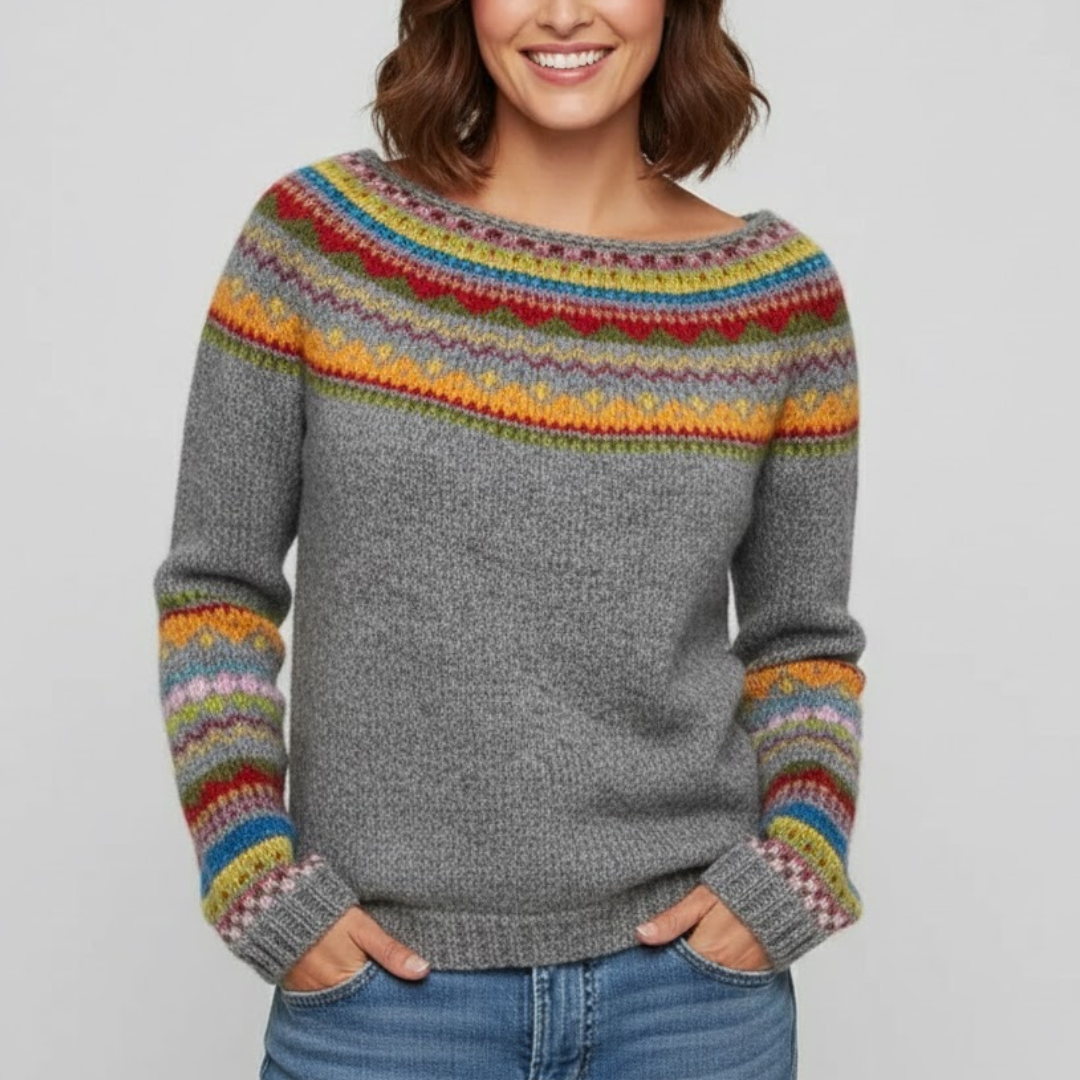 Vintage Dzianinowy Sweter Damski Retro Casual
