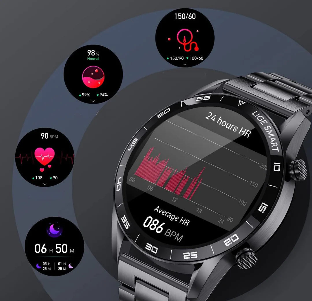 Zegarek inteligentny dla mężczyzn | Multisportowy i monitor aktywności | Połączenia Bluetooth