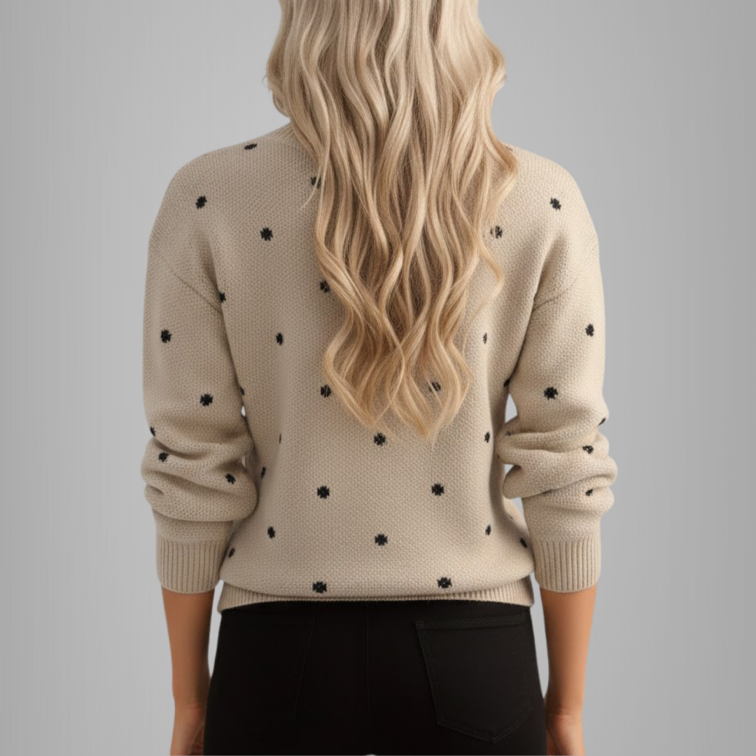 Damski sweter w kropki – miękki dzianinowy pulower