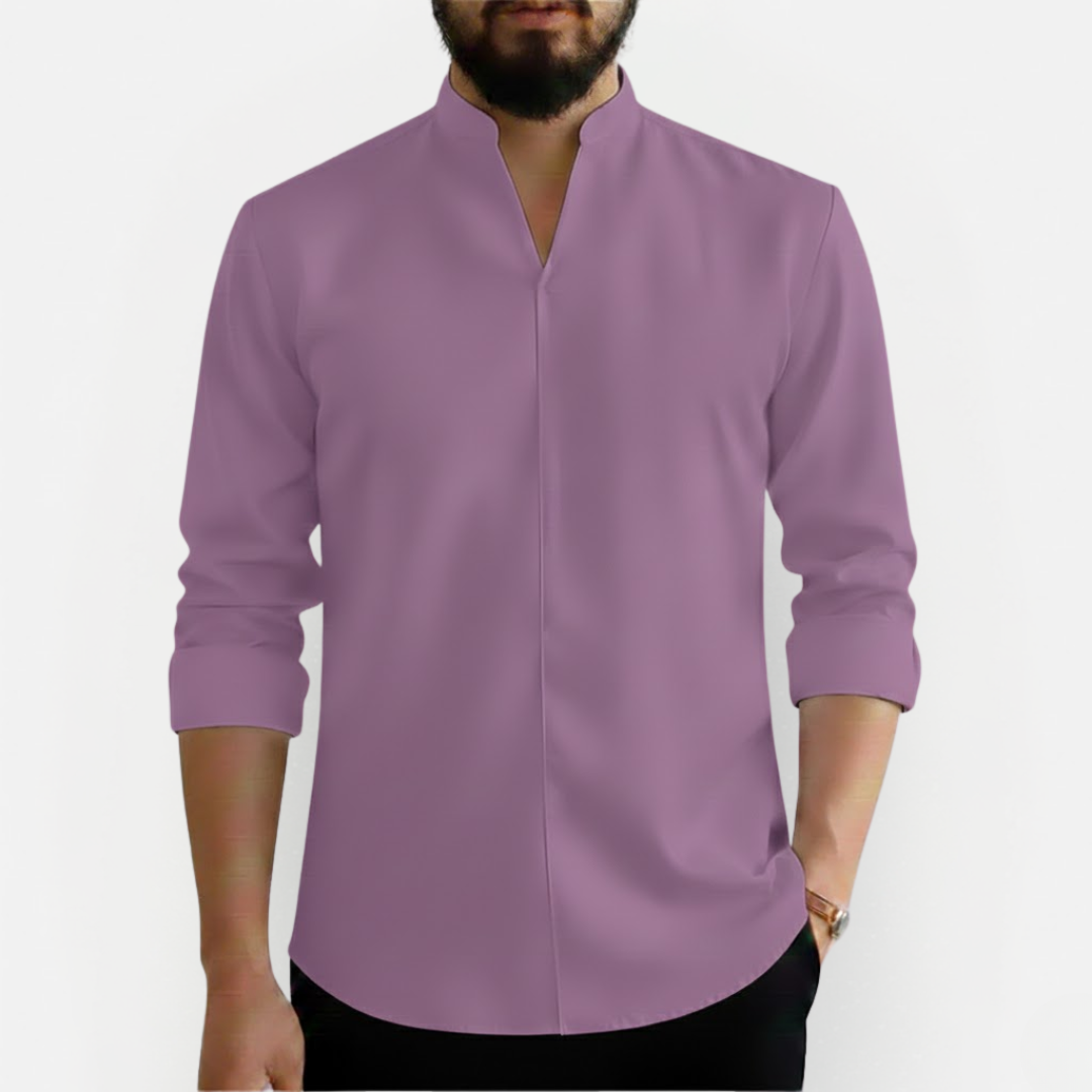 Męska koszula Slim Fit z dekoltem V – Niegniecąca się i nowoczesna