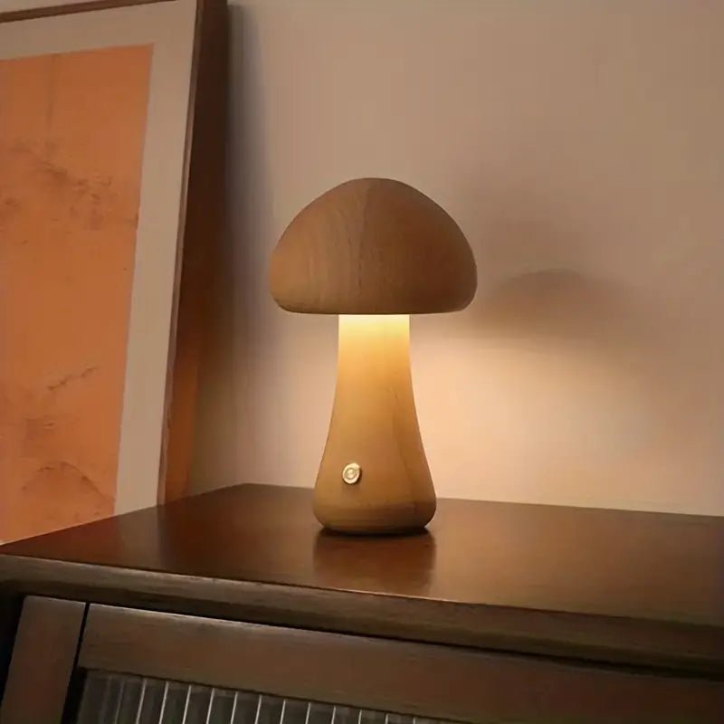 Retro Grzybowa Lampa Stołowa z Delikatnym Rozproszonym Światłem