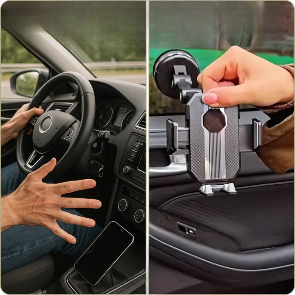 Regulowany uchwyt samochodowy na telefon z ramieniem 360° i podstawą na deskę rozdzielczą