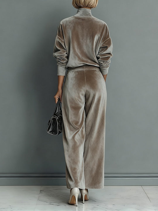 Damski Dwuczęściowy Zestaw z Luźną Bluzką i Szerokimi Spodniami