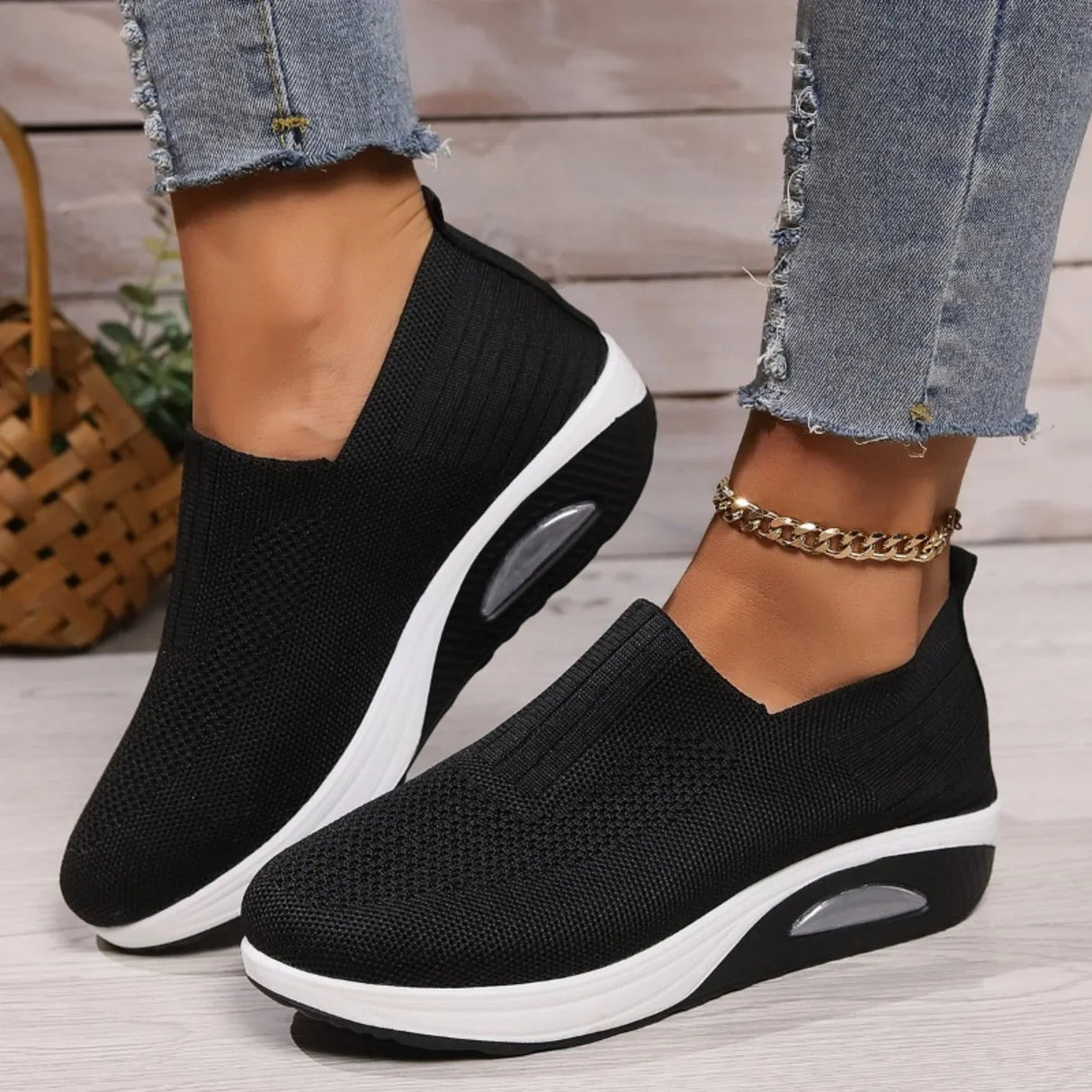 Sneakersy Damskie Slip On Koturn Wsuwane Wygodne Casual