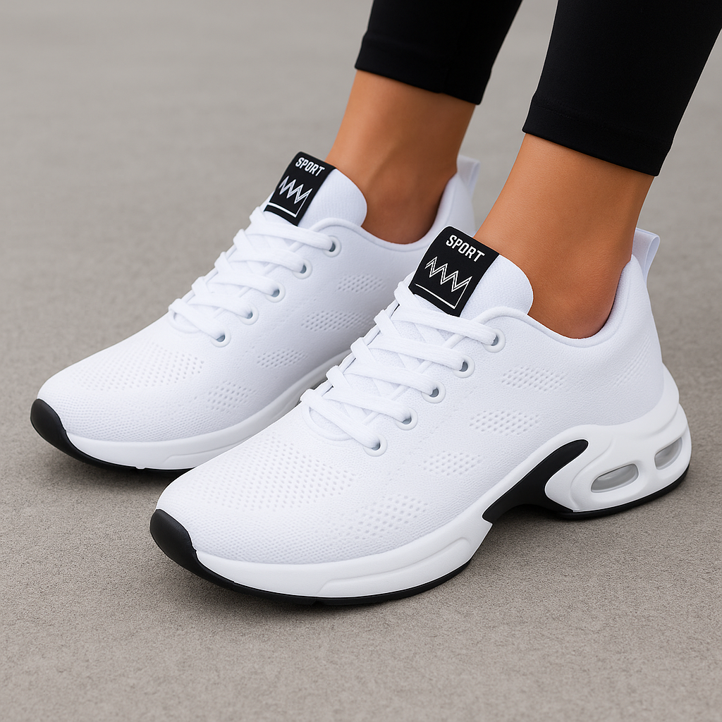 Damskie buty sportowe z siateczkową cholewką i sznurowaniem