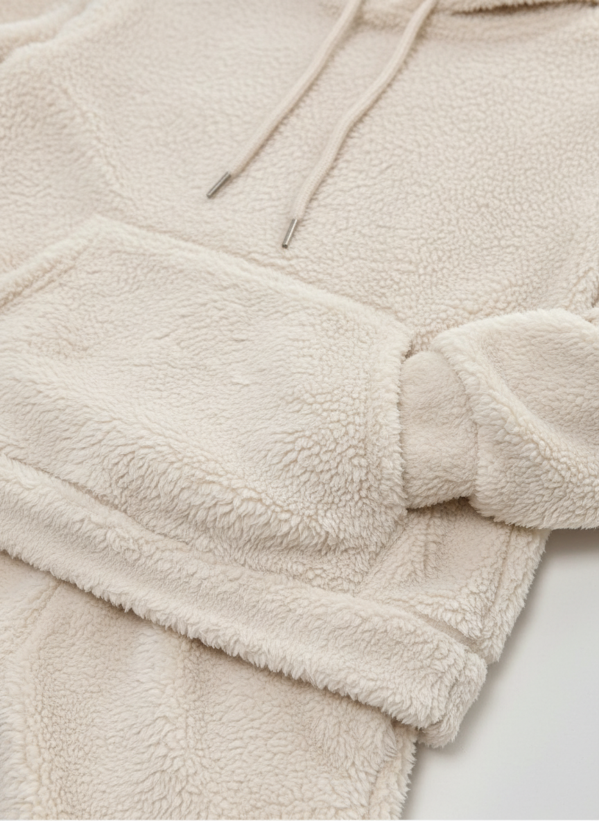 Damski zestaw dresowy z polaru – miękka bluza z kapturem i spodnie na zimę